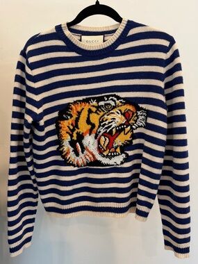 Gucci  Stripe Tiger Wool Knit Jumper Size Small